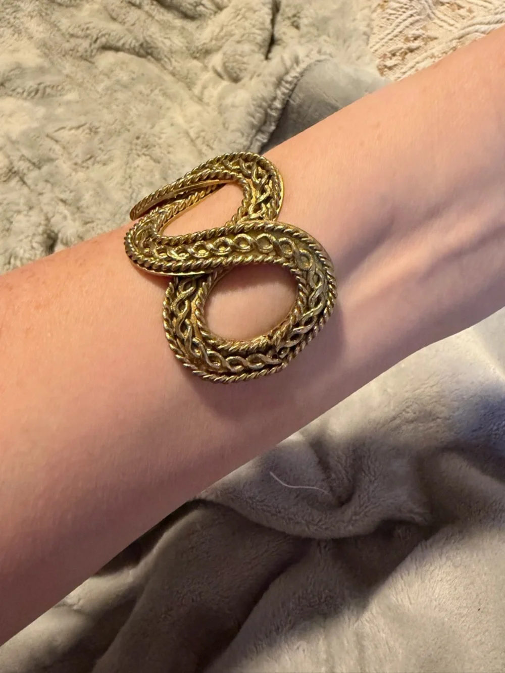 Rustic Cuff Gold Bangle - Picture 4 of 6